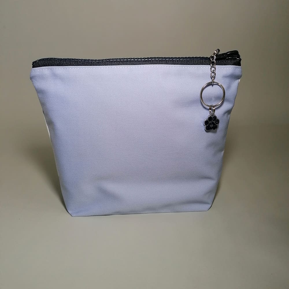 Pale blue cotton reverse of Beagle pup make up bag