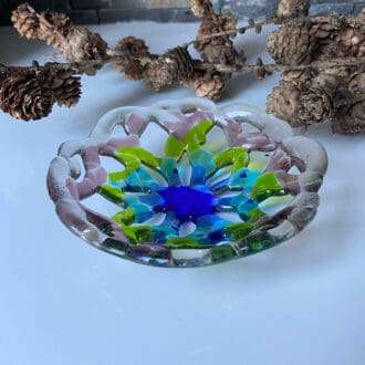 Organic shaped fused glass bowl