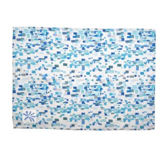 Designer cotton tea towel spring rain blue white