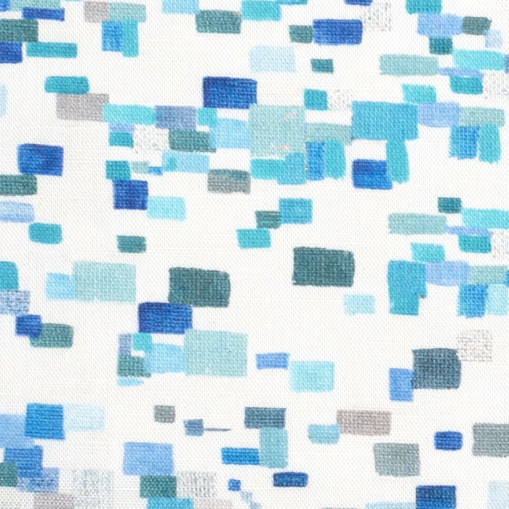 Designer cotton tea towel spring rain blue white close up