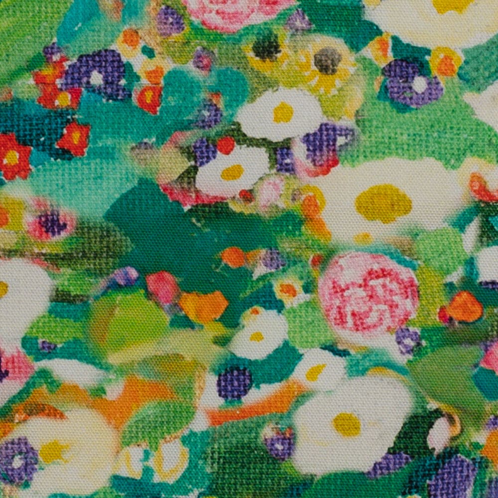 Designer cotton tea towel summer bloom floral close up