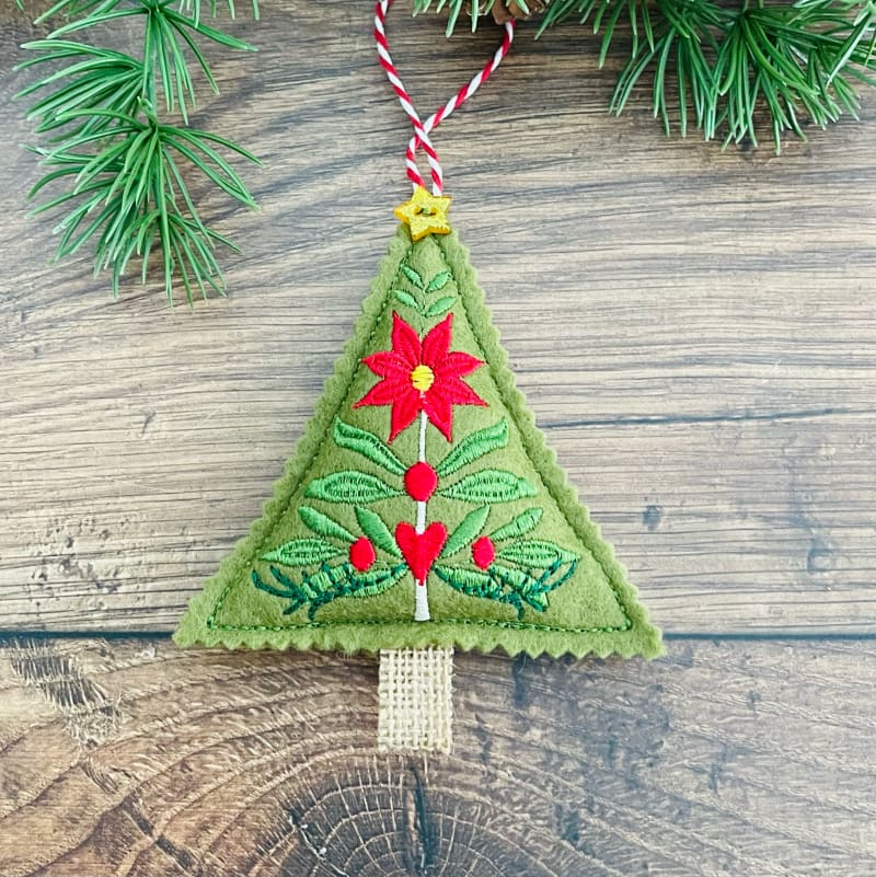 Folk Art Tree Hanging Decoration Poinsettia