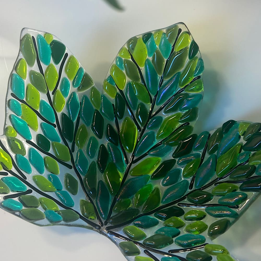 Fused glass leaf dish