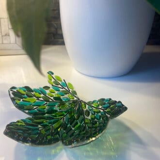 Fused glass leaf dish