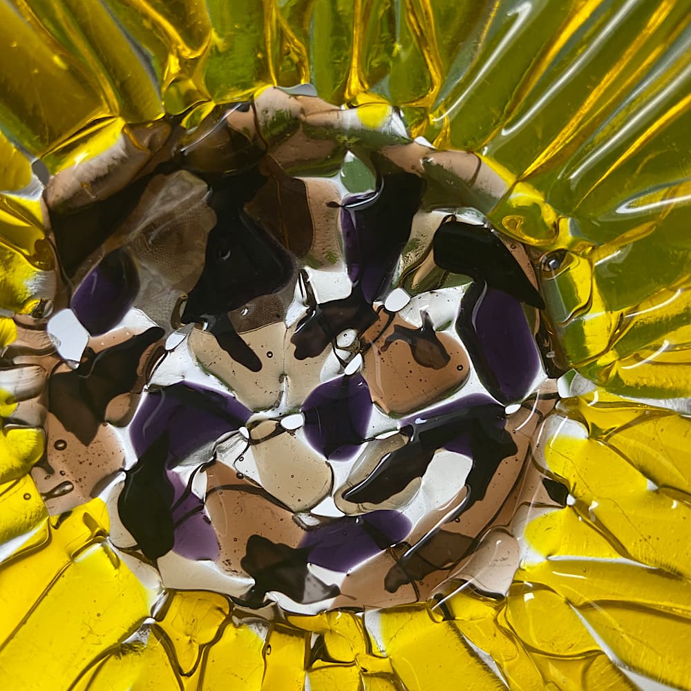 Fused glass sunflower dish