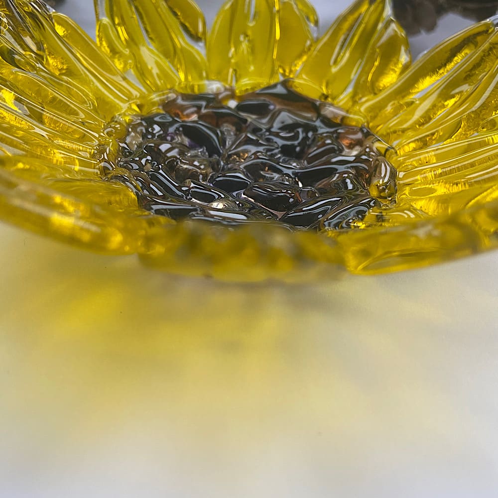 Fused glass sunflower decorative dish