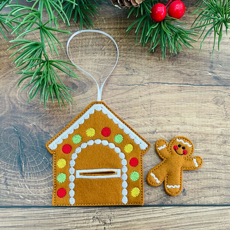 GingerBread in a Gingerbread House Christmas Hanging Decoration