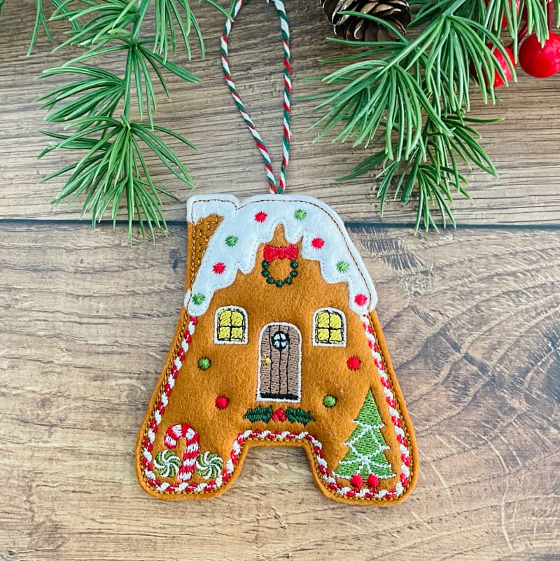 Gingerbread Alphabet Houses Hanging Decoration A