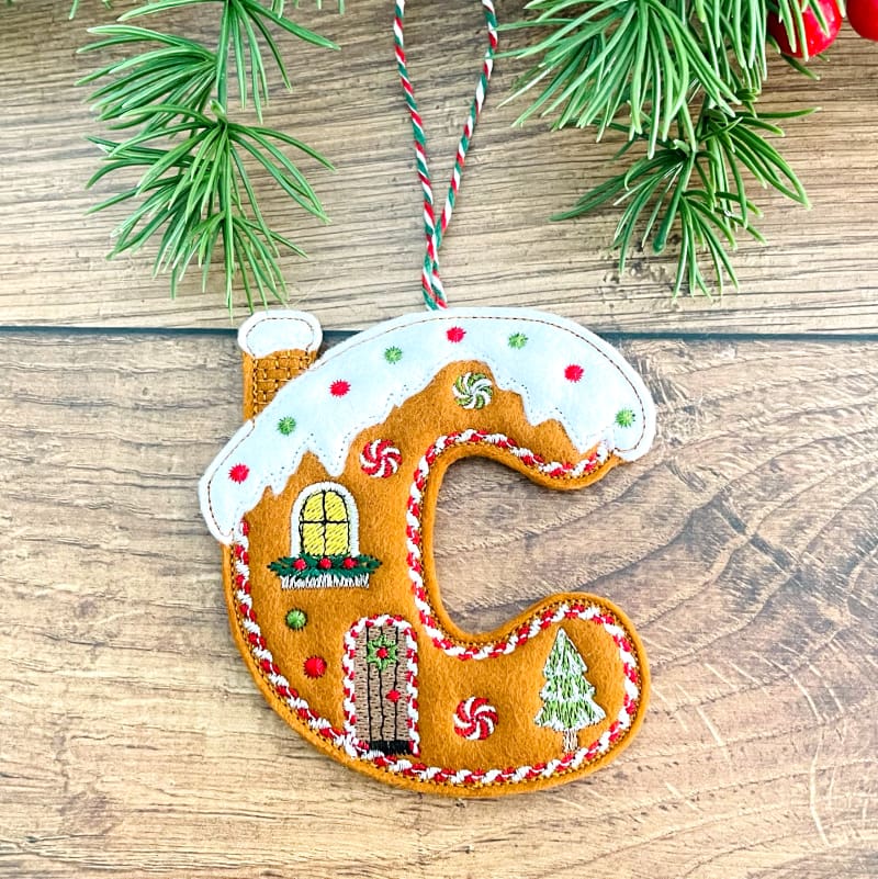 Gingerbread Alphabet Houses Hanging Decoration C