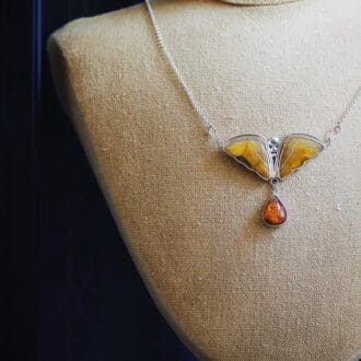 My-Jewellery-Garden-Handmade-Sterling-Silver-Butterfly-Pendant-Necklace-Yellow-Roys-Hill-Agate-Wings-Cantera-Opal-Dangle