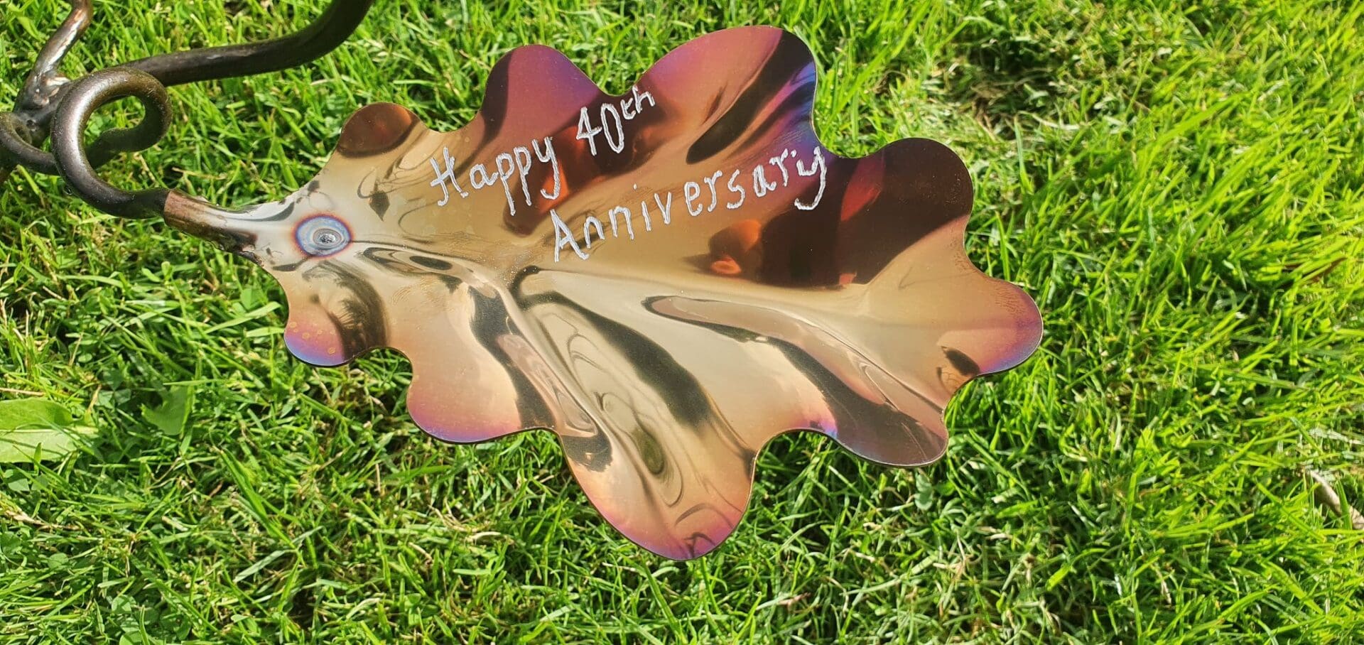 Personalised wedding anniversary gift from all the family, handmade in the UK, oak leaf , woodland trust, corporate gift, retirement gift personalised.