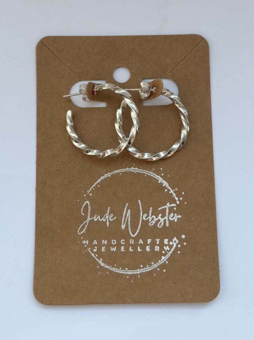 Silver twisted hoops