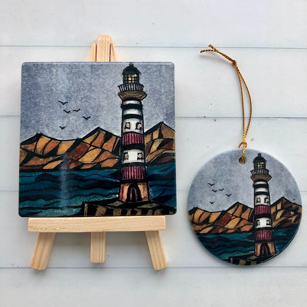 Lighthouse art tile & easel