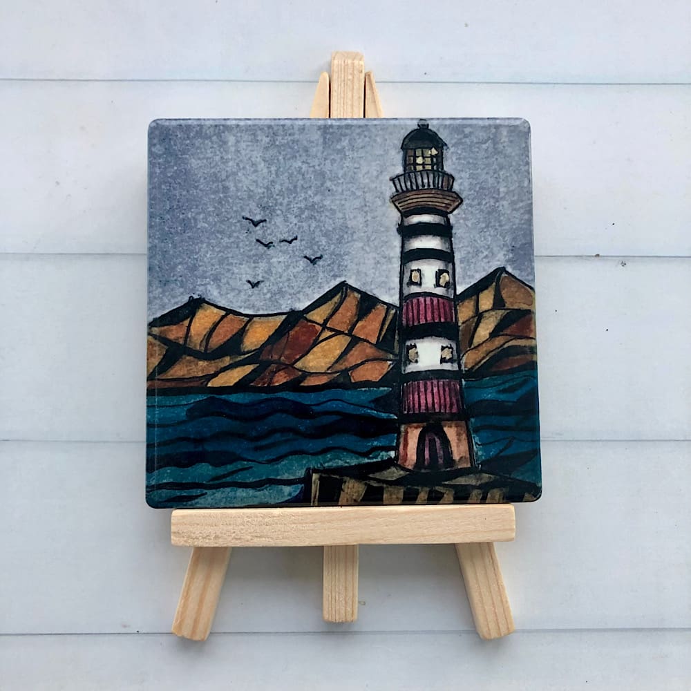 Lighthouse art tile & easel