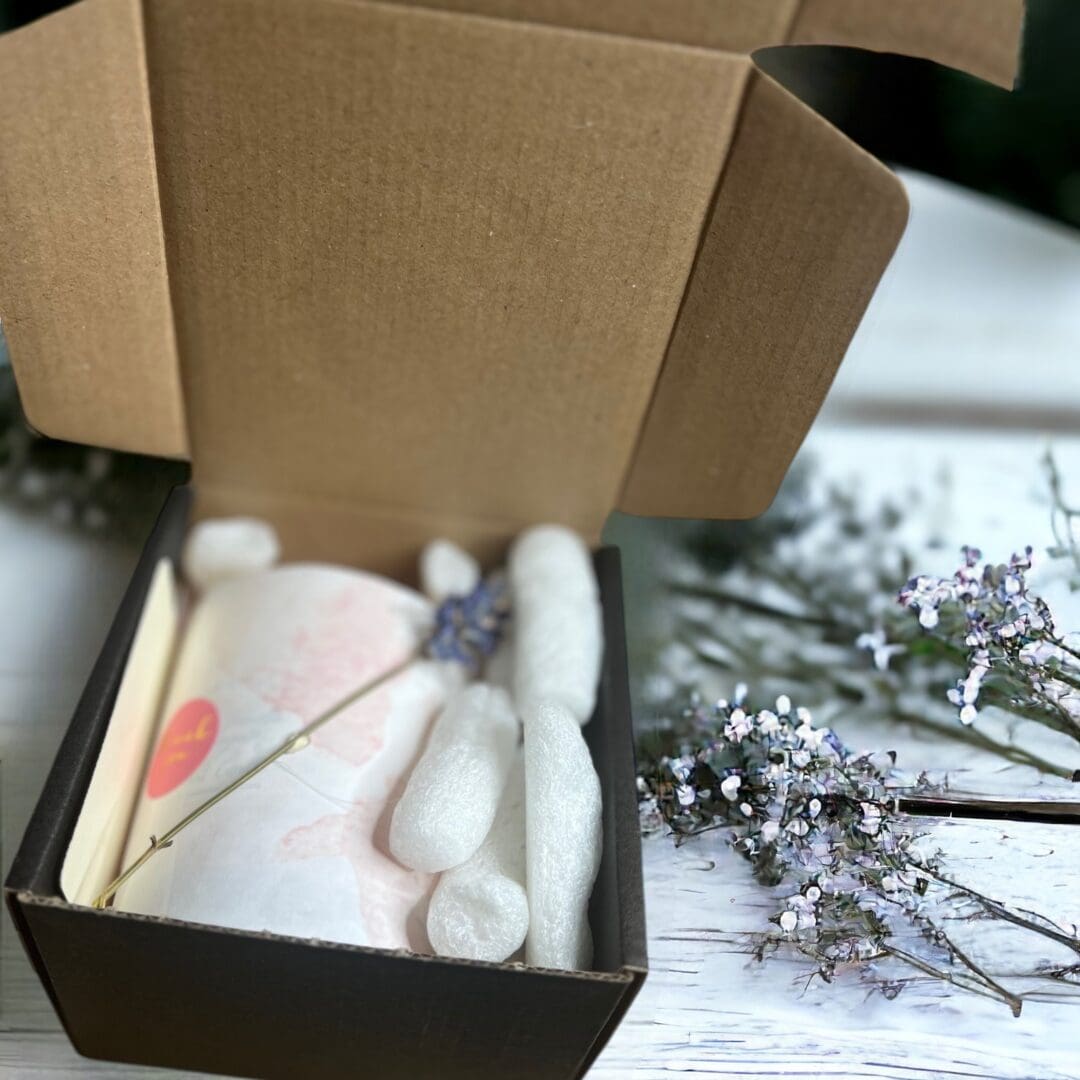 black candle box with gold foil