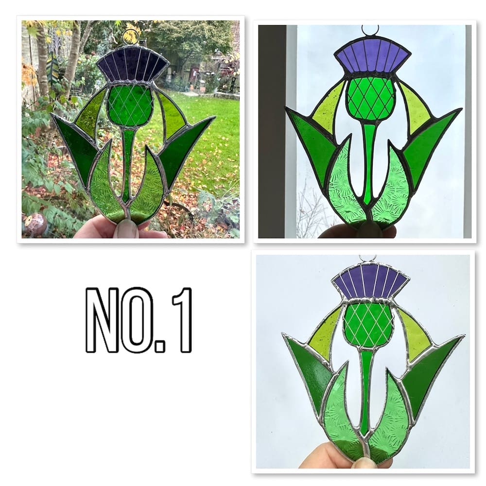 stained glass thistle suncatcher