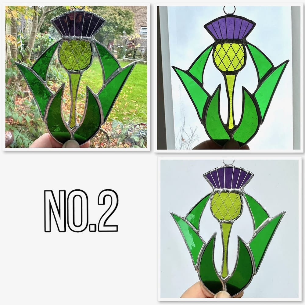 stained glass thistle suncatcher