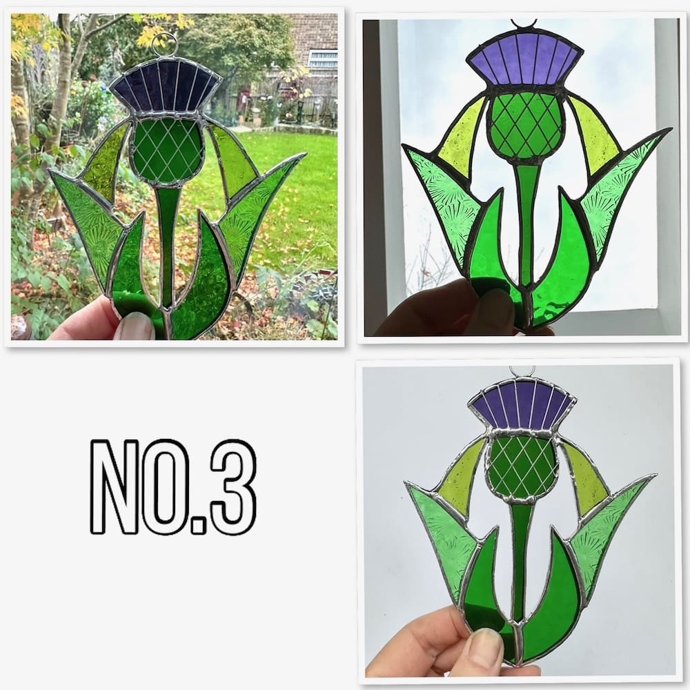 stained glass thistle suncatcher