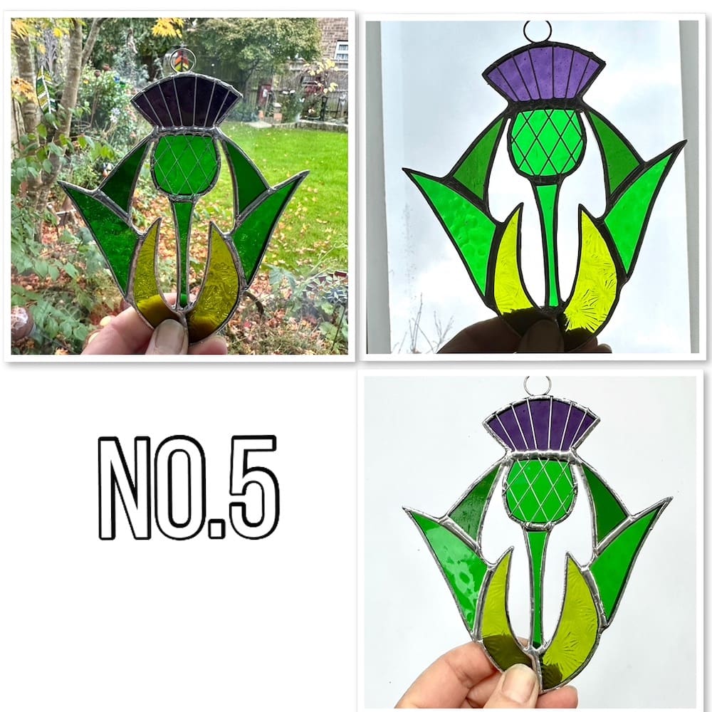 stained glass thistle suncatcher