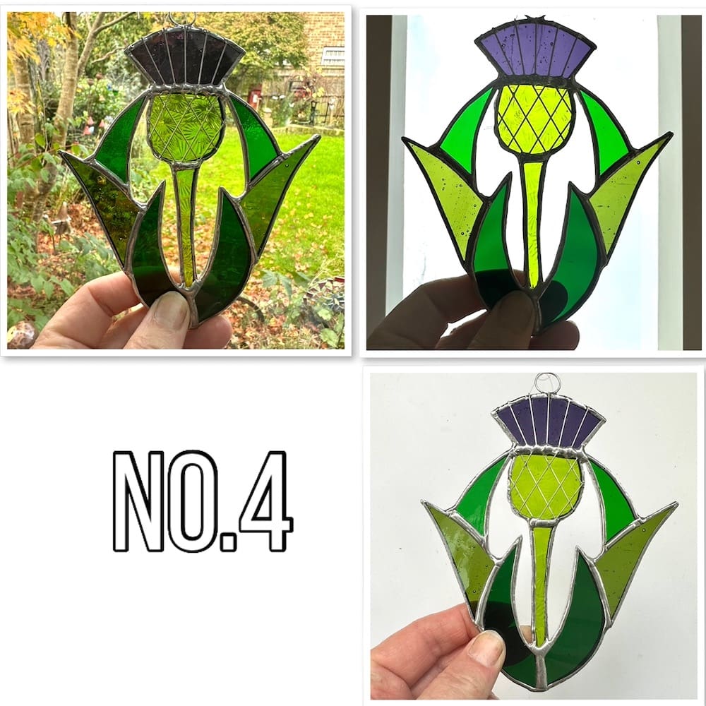 stained glass thistle suncatcher