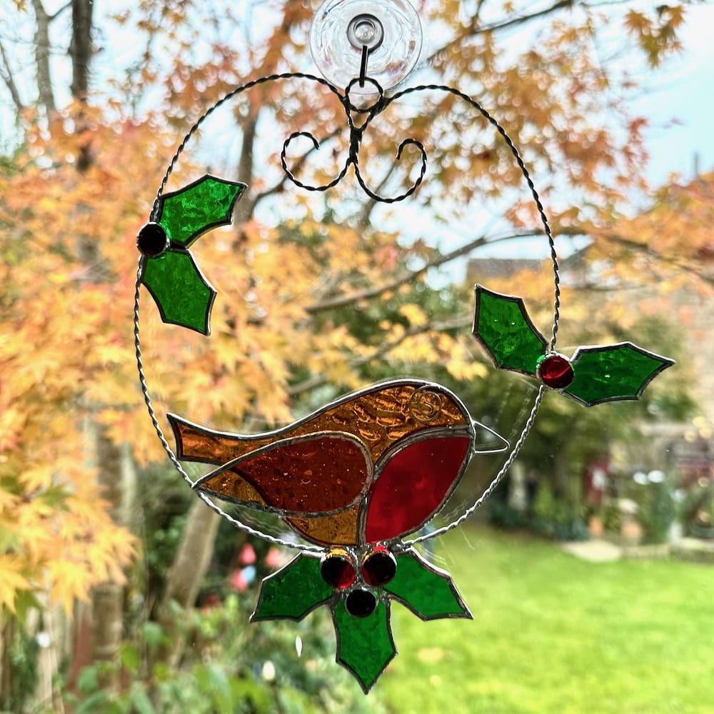 robin and holly suncatcher