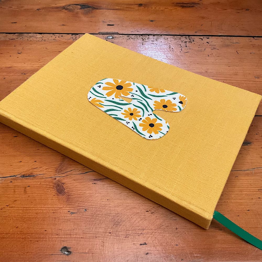 Personalised Handmade Notebook with a letter A and plain paper