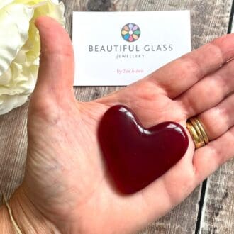 Large bright red translucent glass love heart keepsake