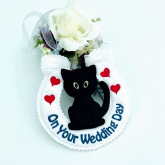 Lucky Horseshoe with Black Cat Wedding Day Gift