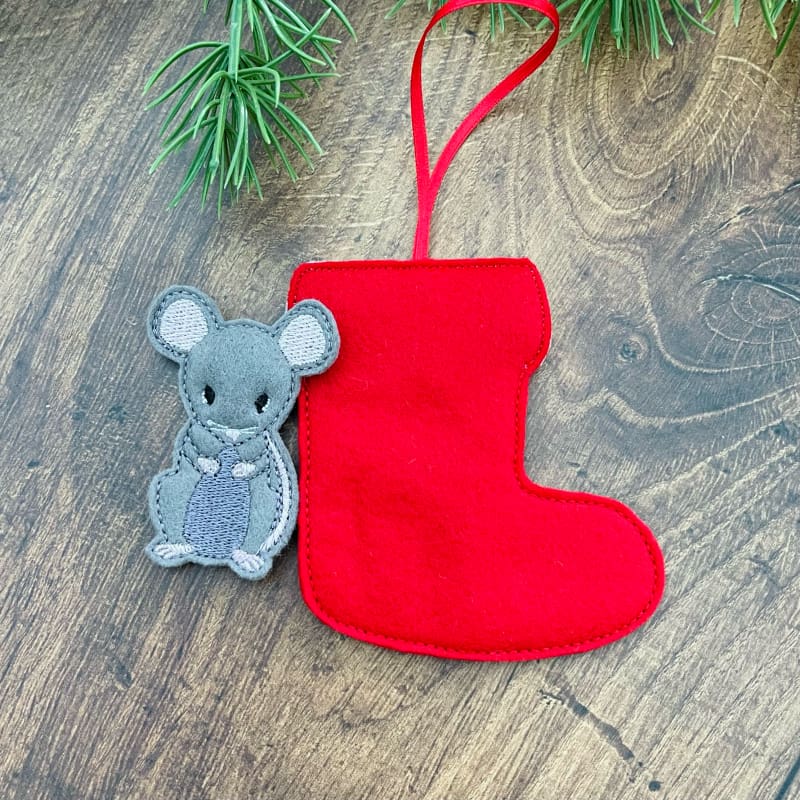 Mouse In A Stocking Hanging Decoration Back