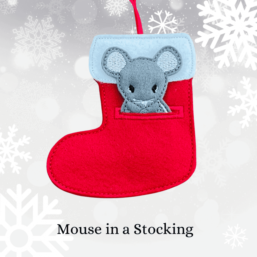 Mouse In A Stocking Hanging Decoration Main