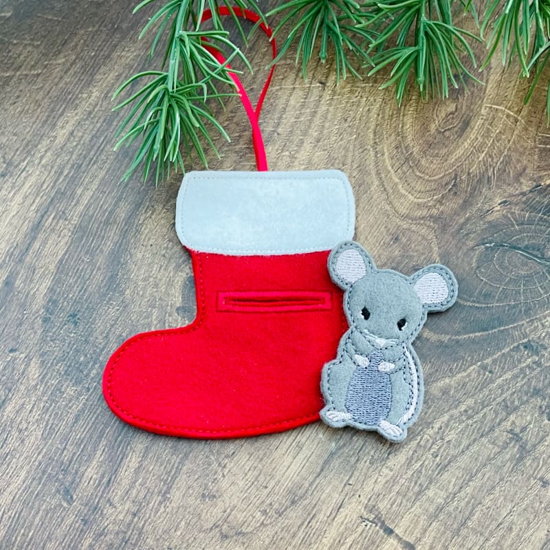 Mouse In A Stocking Hanging Decorations