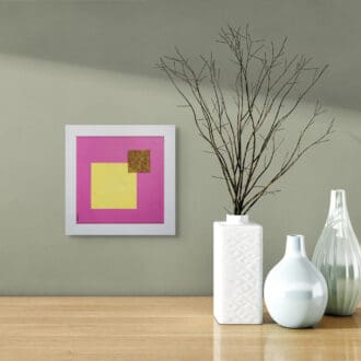 Muons II Abstract Geometric Painting with 24kt Gold Coated Beads with vases