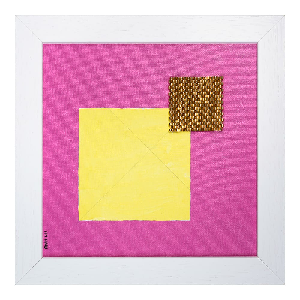 Muons II Abstract Geometric Painting with 24kt Gold Coated Beads