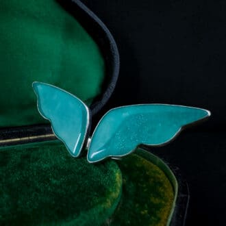 Handmade Green Amazonite and Sterling Silver Butterfly Wing Ring with 24k Gold