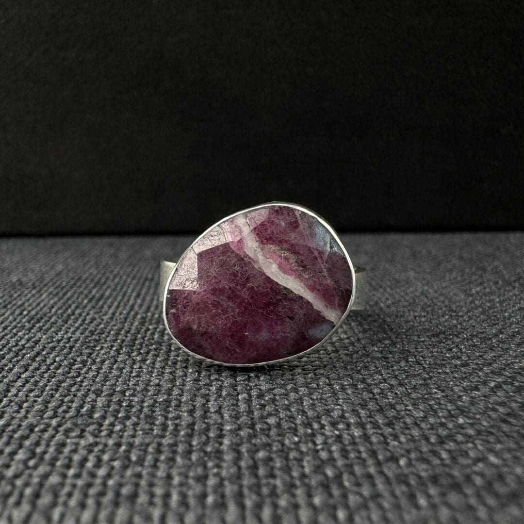 My Jewellery Garden Handmade Purple & White Rose Cut Ruby Zoisite Sterling Silver Ring