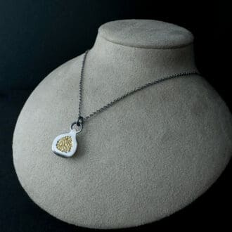 Handmade Sterling Silver Fig Fruit Pendant Necklace with 24k Gold