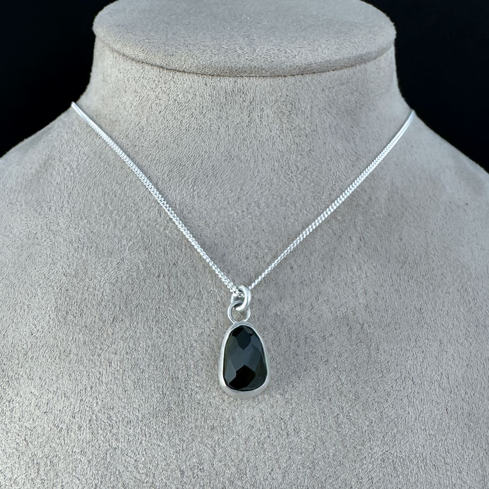 Handmade Sterling Silver Pendant Necklace with Dark Amber Green Rose Cut Tourmaline