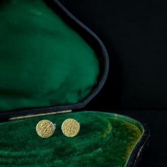 Handmade Textured Sterling Silver & 24k Gold Full Moon Stud Earrings