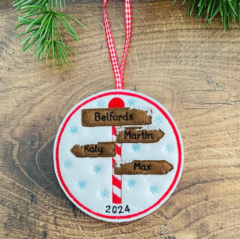 North Pole Family Sign Hanging Decoration 3 Names