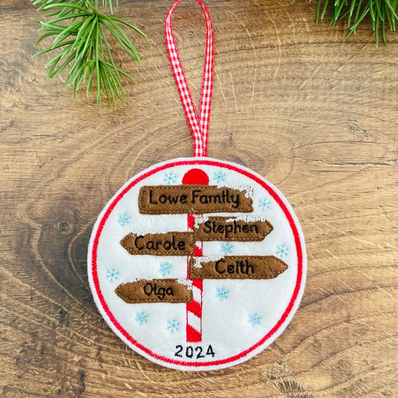 North Pole Family Sign Hanging Decoration 4 Names