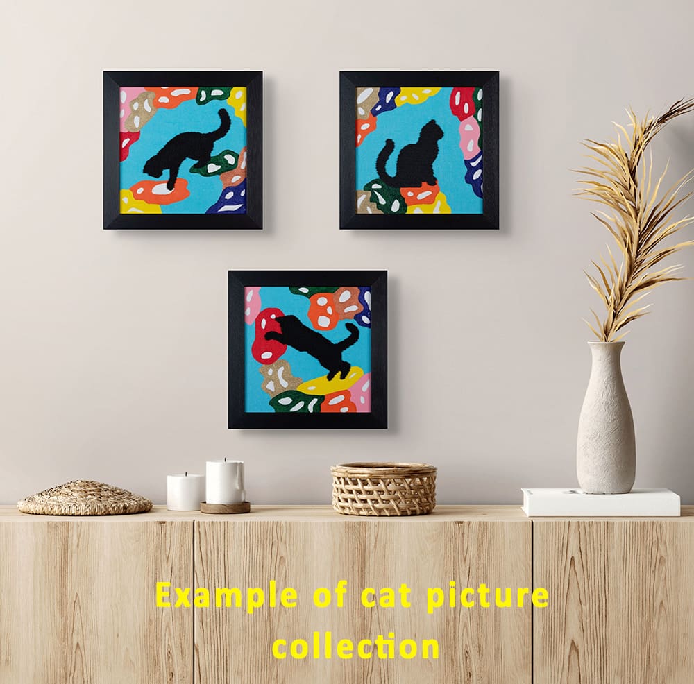 Original art painting black cat abstract beadwork collection