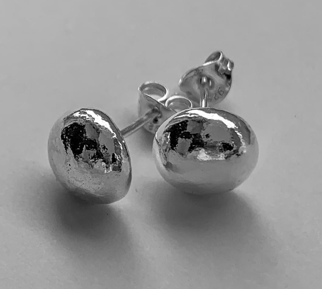 Sterling silver pebble studs