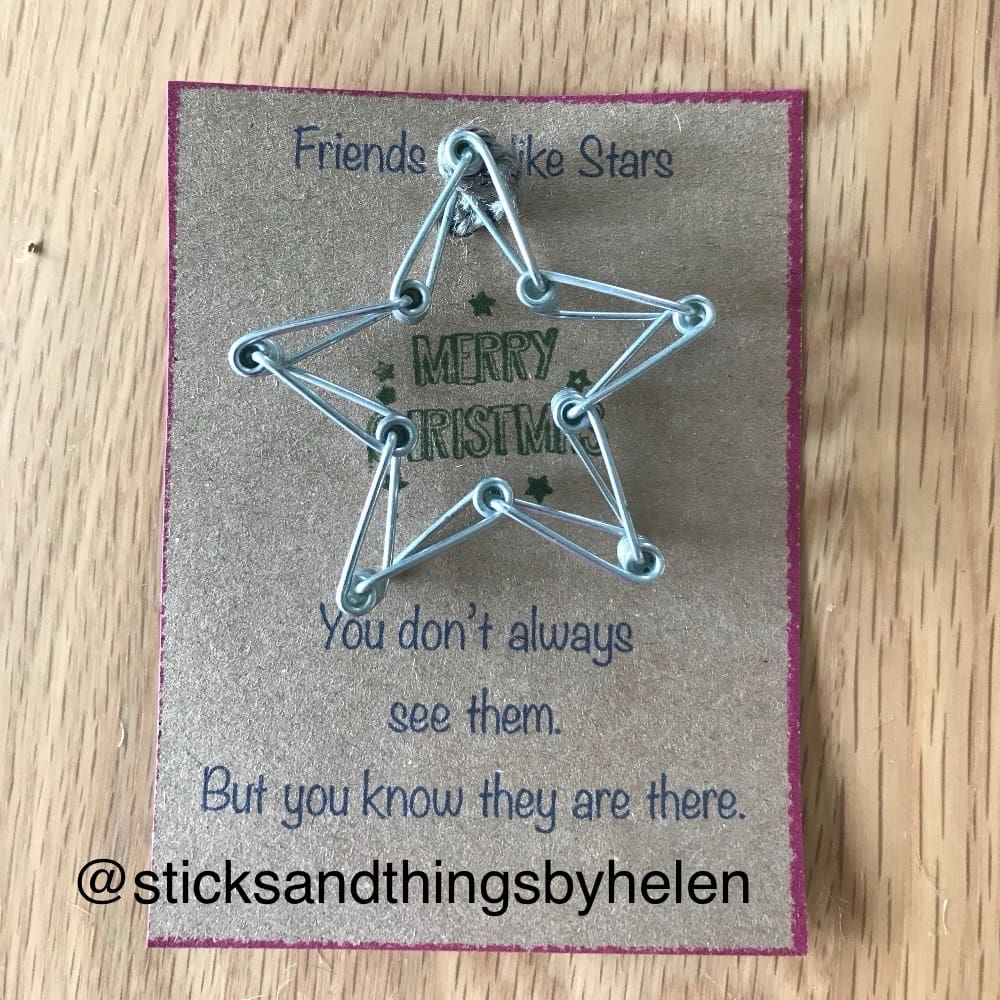 Handmade Peg Spring Hanging Star, Friends are like stars we don't always see them but we know they are there.