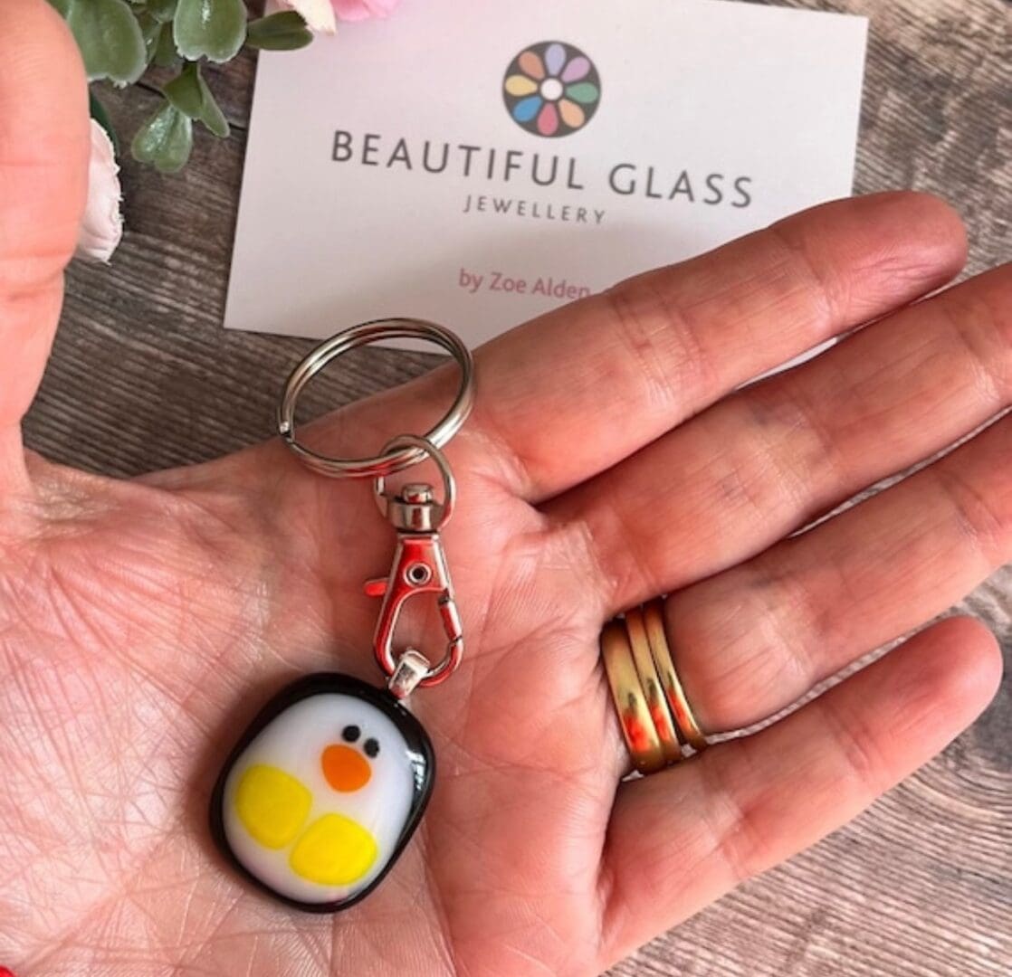 Cute gift handmade fused glass keyring