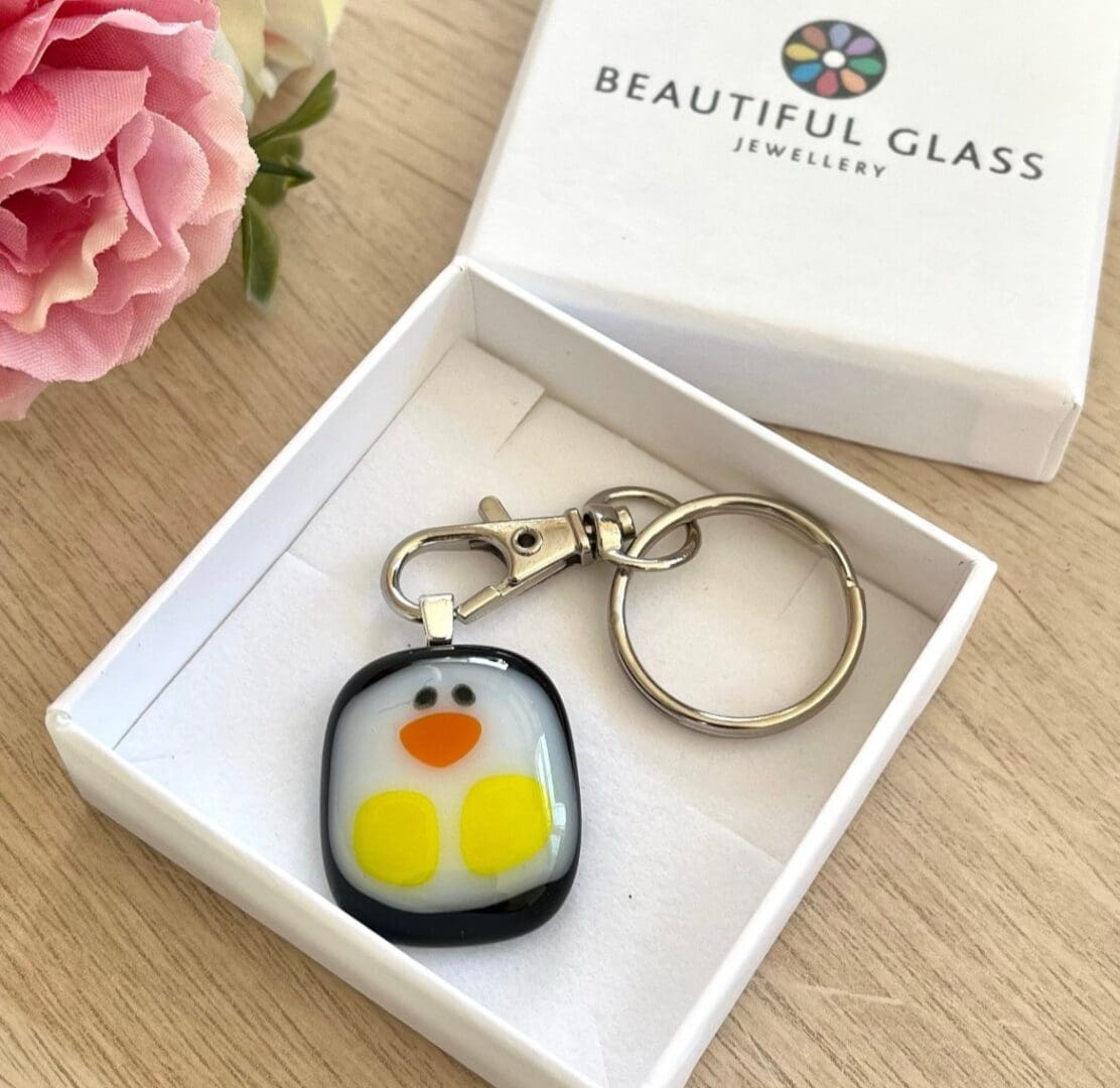 Cute handmade fused glass keyring