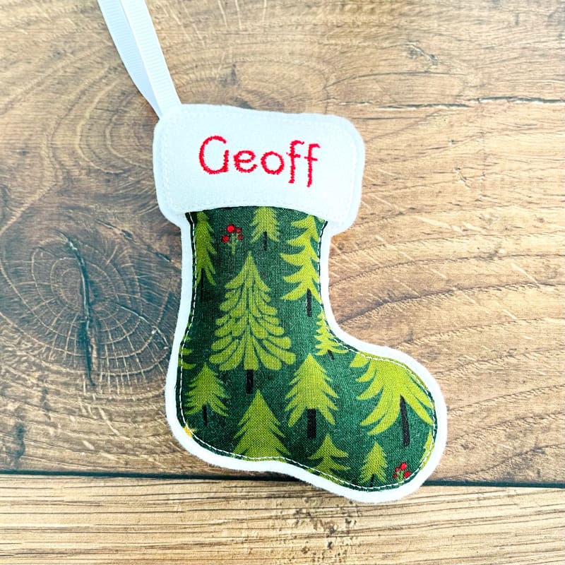 Personalised Christmas Stocking Hanging Decoration Geoff