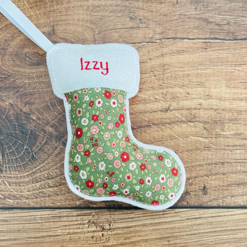 Personalised Christmas Stocking Hanging Decoration Izzy