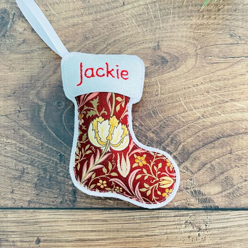 Personalised Christmas Stocking Hanging Decoration Jackie