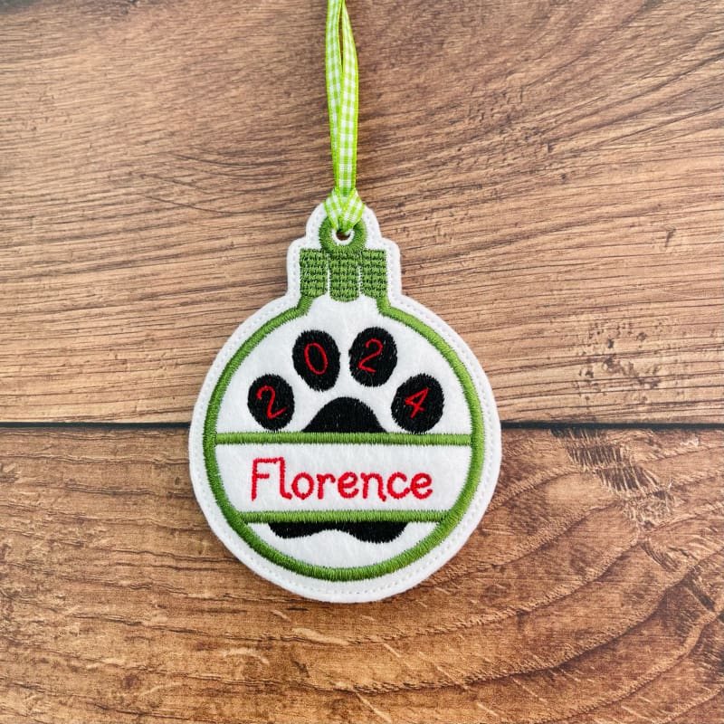 Personalised Pawprint Baubles Green