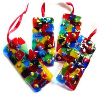 Rainbow lightcatcher fused glass patchworrk decoration christmas